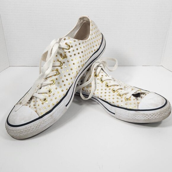 Converse Chuck Taylor All Star Gold/White Polka Dot Sneakers Size 12 - Picture 7 of 7